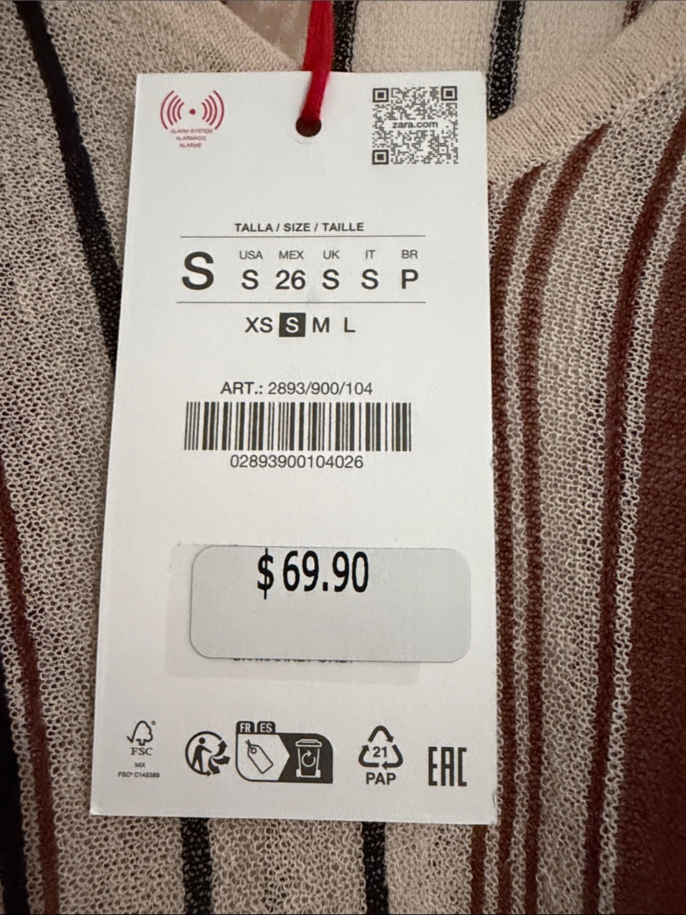 Zara Cream Sweater with Brown and Black Stripes - Picture 3 of 6